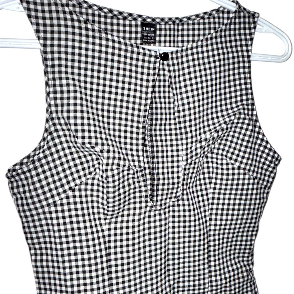 SHEIN Black and White Checkered Women's Top
